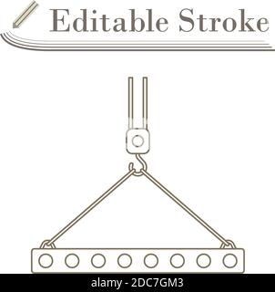 Symbol Der Scheibe Am Kranhaken Aufgehängt. Bearbeitbare Kontur Einfaches Design. Vektorgrafik. Stock Vektor