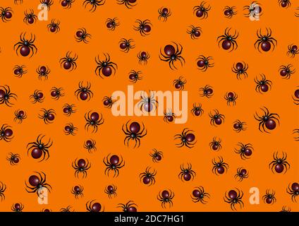 Halloween Spinnenmuster. Nahtlose Spinnen Hintergrund. Halloween-Muster. Stock Vektor