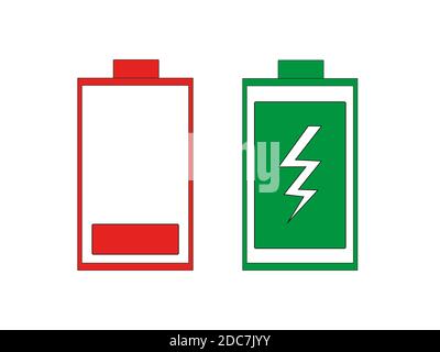 Der Vektor der Batterien ist auf weißem Hintergrund isoliert Stockfoto