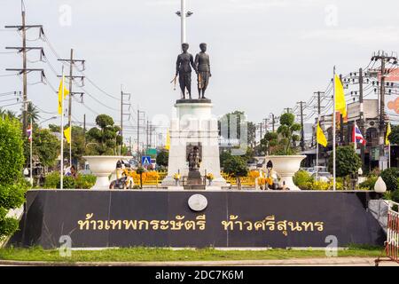 Das Heldendenkmal an der Thepkasattri Road in Phuket, Thailand Stockfoto