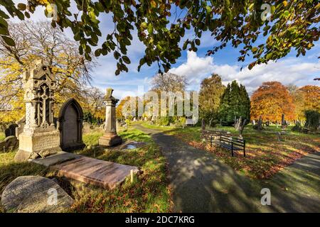 Der Welford Road Cemetery in Leicester ist eine Klasse II Denkmalgeschützter ‘Park und Garten von besonderer historischer Bedeutung’ Stockfoto