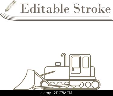 Ikone Der Konstruktion Bulldozer. Bearbeitbare Kontur Einfaches Design. Vektorgrafik. Stock Vektor