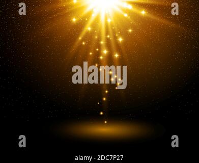 Abstrakter heller Hintergrund. Magisches Licht mit Gold Burst Stock Vektor