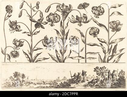 Nicolas Cochin, (Künstler), französisch, 1610 - 1686, Balthasar Moncornet, (Künstler nach), französisch, c.. 1600 - 1668, Blumendruck Nr. 5, Livre Nouveau de Fleurs, (Serie), 1645, Radierung Stockfoto