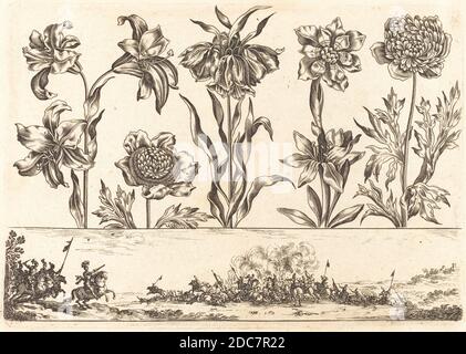 Nicolas Cochin, (Künstler), französisch, 1610 - 1686, Balthasar Moncornet, (Künstler nach), französisch, c.. 1600 - 1668, Blumendruck Nr. 8, Livre Nouveau de Fleurs, (Serie), 1645, Radierung Stockfoto
