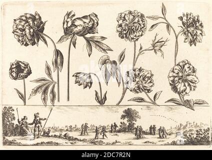 Nicolas Cochin, (Künstler), französisch, 1610 - 1686, Balthasar Moncornet, (Künstler nach), französisch, c.. 1600 - 1668, Blumendruck Nr. 7, Livre Nouveau de Fleurs, (Serie), 1645, Radierung Stockfoto