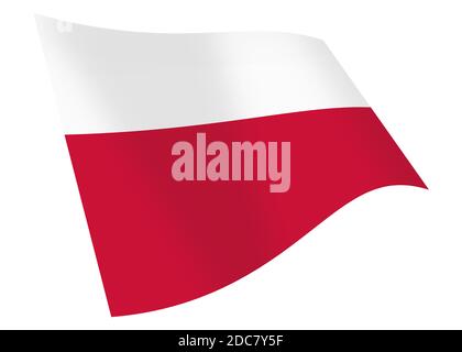 Polen winkende Flagge Grafik isoliert auf weiß mit Beschneidungspfad 3d-Illustration Stockfoto