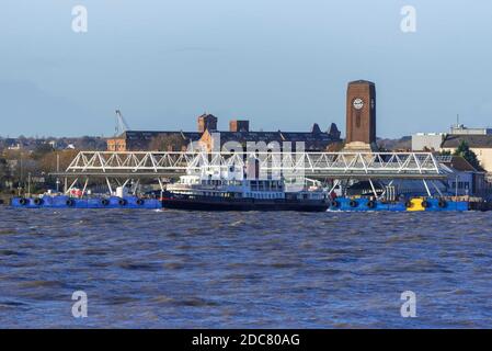 Mersey Ferries Seacombe Fährhafen mit der Fähre die Royal Iris der Mersey. Stockfoto