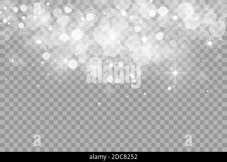 Stock Vektor-Abbildung fallender Schnee. Schneeflocken, Schneefall. Transparenter Hintergrund. Schneefall. Stock Vektor