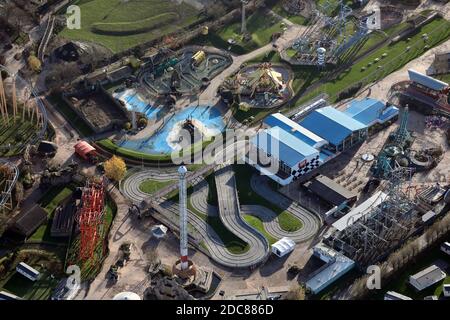 Luftaufnahme des Flamingo Land Resort in Kirby Misperton bei Pickering in North Yorkshire, UK Stockfoto