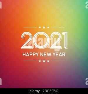 Frohes neues Jahr 2021 im Polygonmuster auf buntem Hintergrund Stock Vektor