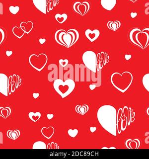 Schöne nahtlose Muster Herzen und Inschrift Liebe Stock Vektor