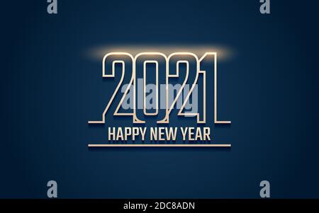 Goldenes frohes neues Jahr 2021 Schrifteffekt mit leuchtendem Licht Stock Vektor