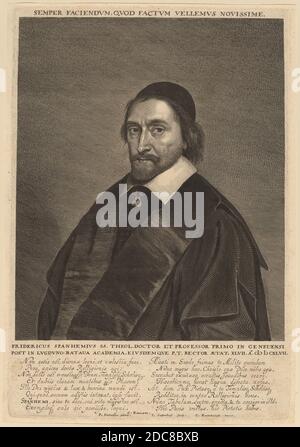 Jonas Suyderhoff, (Künstler), Niederländisch, c. 1613 - 1686, Pieter Dubordieu, (Künstler nach), Flämisch, 1609/1610 - 1678, Frederick Spanheim, Gravur Stockfoto