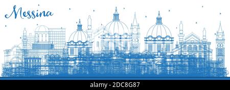 Überblick Messina Sizilien Italien Skyline der Stadt mit blauen Gebäude. Vector Illustration. Business Travel und Konzept mit moderner Architektur. Stock Vektor