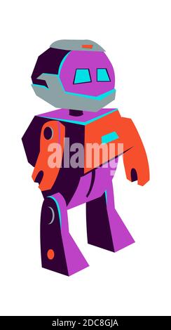 Primitive künstliche Intelligenz Roboter, Cartoon-Vektor-Illustration isoliert auf dem Hintergrund. Entwicklung von Robotern Stock Vektor