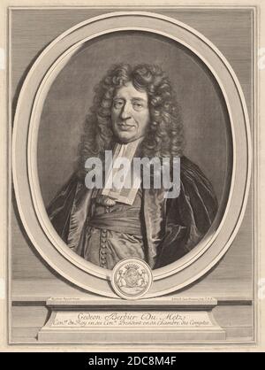 Gerard Edelinck, (Künstler), Flämisch, 1640 - 1707, Hyacinthe Rigaud, (Künstler nach), Französisch, 1659 - 1743, Gedeon Berbier-Du Metz, Gravur Stockfoto