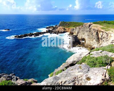 'Pointe des Châteaux' in der Nähe von Saint-François, Guadeloupe Stockfoto