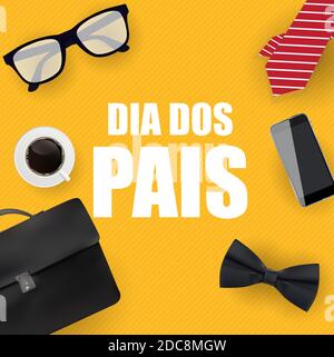 Urlaub in Brasilien Vatertag. Portugiesisch Brasilianisch Sagen Happy Fathers Day . Dia dos Pais. Abbildung Stockfoto
