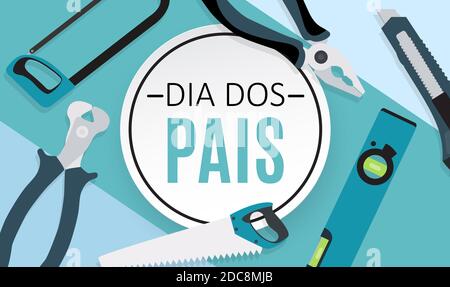 Urlaub in Brasilien Vatertag. Portugiesisch Brasilianisch Sagen Happy Fathers Day . Dia dos Pais. Abbildung Stockfoto