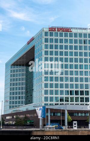 Hamburg, Deutschland - 23. August 2019: Fassade der Spiegel-Zentrale in Ericusspitze, Hamburg Stockfoto