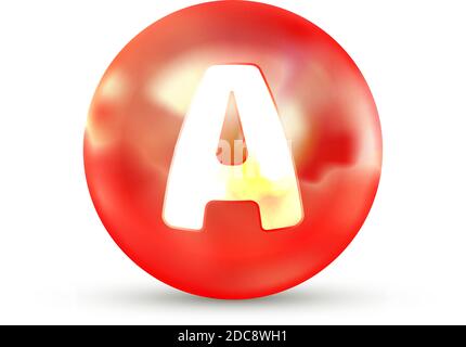 Strahlend glänzendes Vitamin A-Symbol auf Weiß isoliert Stock Vektor