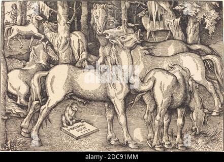 Hans Baldung Grien, (Künstler), deutsch, 1484/1485 - 1545, Gruppe der sieben Pferde, 1534, Holzschnitt Stockfoto