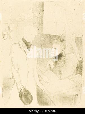 Henri de Toulouse-Lautrec, (Künstler), französisch, 1864 - 1901, Brandes and Le Bargy in 'Cabotins' (Brandès et Les Bargy dans 'Cabotins'), 1894, Lithographie in olivgrün auf Velinpapier Stockfoto