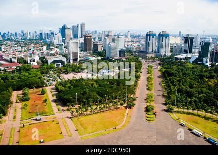 Jakarta City Skyline von Monas, das nationale Denkmal, Java, Indonesien, Südostasien, Asien, Asien Stockfoto