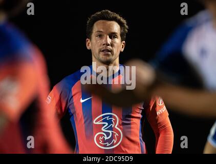 Bristol, Großbritannien. November 2020. Danny Drinkwater von Chelsea U21 während der EFL Trophy (Papa John's Trophy) hinter verschlossenen Türen Spiel zwischen Bristol Rovers und Chelsea U21 im Memorial Stadium, Bristol, England am 18. November 2020. Foto von Andy Rowland. Kredit: Prime Media Images/Alamy Live Nachrichten Stockfoto