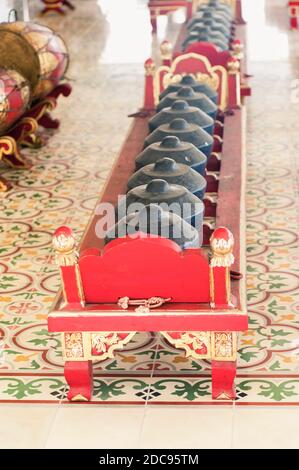 Gamelan Perkussionsinstrument in Kraton, Sultan's Palace, Yogyakarta, Java, Indonesien, Asien, Asien Stockfoto