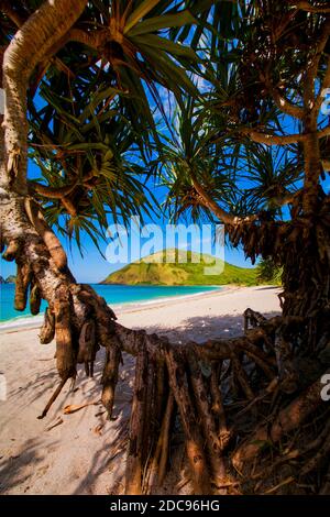 White Sands am Mawun Beach im Süden von Lombok, ein tropisches Paradies, Indonesien, Asien Stockfoto