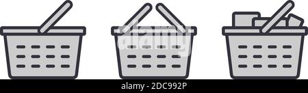 Verschiedene Warenkorb-Icons und Kaufsymbole für Shop und Verkauf voll und leer Version Stock Vektor