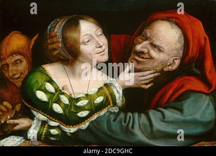 Quentin Massys, (Künstler), Niederlandisch, 1466 - 1530, Ill-Matched Lovers, c. 1520/1525, Öl auf Platte, insgesamt: 43.2 x 63 cm (17 x 24 13/16 Zoll), gerahmt: 61.6 x 81.3 x 7.6 cm (24 1/4 x 32 x 3 Zoll Stockfoto