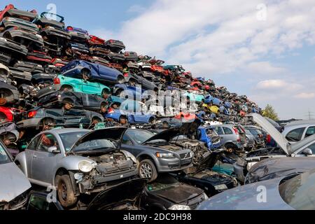 23.09.2020, Bottrop, Nordrhein-Westfalen, Deutschland - Alte Autos auf einem Schrottplatz. 00X200923D009CAROEX.JPG [MODELLVERSION: NEIN, EIGENTUMSFREIGABE: NEIN (C) Stockfoto