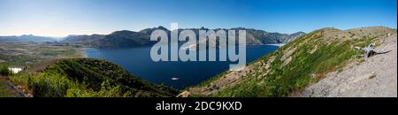 WA18318-00...WASHINGTON - Blick auf Spirit Lake, 40 Jahre nach Ausbruch, von Windy Ridge Blick in Mount St. Helens National Volcanic Monument. Stockfoto