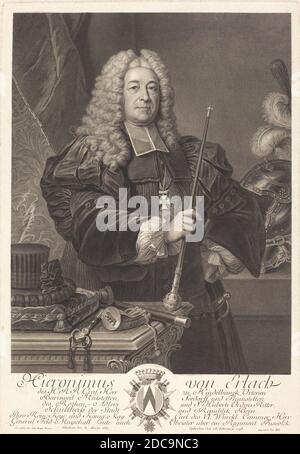 Johann Georg Wille, (Künstler), deutsch, 1715 - 1808, Carlo Francesco Rusca, Cavalier, (Künstler danach), Schweizer, 1696 - 1769, Johann von Erlach, Gravur Stockfoto