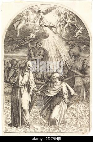 Jacques Callot, (Künstler), französisch, 1592 - 1635, Christus auf dem Wasser, Roman Pictures, (Serie), 1608/1611, Gravur Stockfoto