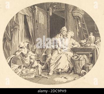 Nicolas Delaunay, (Künstler), französisch, 1739 - 1792, Sigmund Freudenberger, (Künstler nach), schweizerisch, 1745 - 1801, La Félicité villageoise, 1784, Radierung Stockfoto