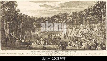 Jean-Baptiste Rigaud, (Künstler), französisch, aktiv 1752/1761, La Salle du Bal, Ansichten der Gartenhaine von Versailles: pl.1, (Serie), Radierung und Gravur Stockfoto