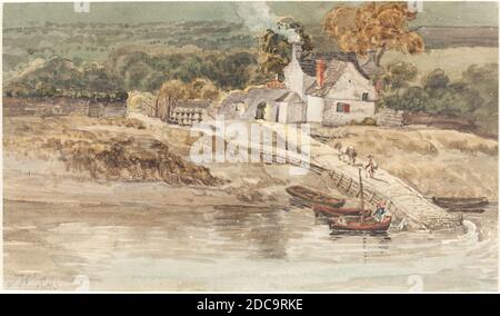 James ward, (Künstler), britisch, 1769 - 1859, Landing Place near Tintern Abbey, wahrscheinlich c. 1802, Aquarell und Graphit auf Papier, insgesamt: 14.1 x 24.3 cm (5 9/16 x 9 9/16 Zoll Stockfoto