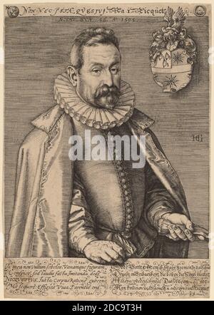 Hendrick Goltzius, (Künstler), Niederländisch, 1558 - 1617, Jan Nicquet, 1595, Gravur Stockfoto