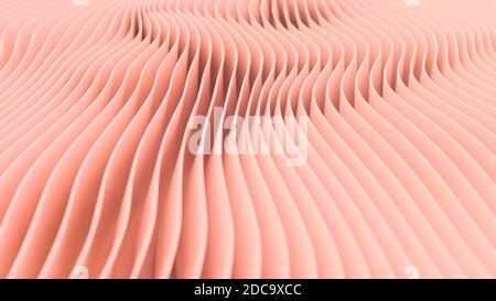 Schöner Hintergrund von welligen Linien der Korallenfarbe Stockfoto