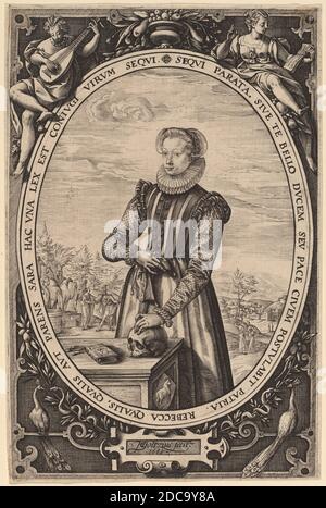 Hendrick Goltzius, (Künstler), Niederländisch, 1558 - 1617, Josina Hamels, 1589, Gravur Stockfoto
