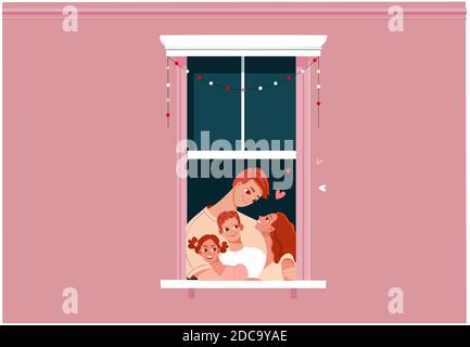 Familienmitglieder zusammen zu Hause. Mutter und Vater Stock Vektor