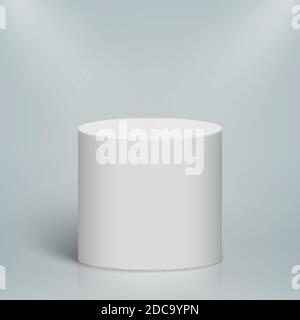 Leere beleuchtete runde Podium oder Plattform. Leerzylinder Whiite Stock Vektor
