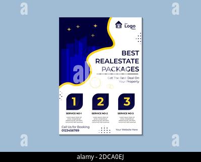 Real Estate Corporate Flayer Vector TM Platte, Real Estate Development Company Förderung Flayer Vorlage Stock Vektor