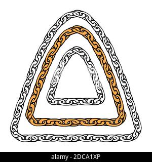 Satz Konturketten der Dreiecksform. Das Objekt ist vom Hintergrund getrennt. Armband und Halskette. Gliederungsvektorelement für Grußkarten, Stock Vektor