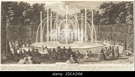 Jean-Baptiste Rigaud, (Künstler), französisch, aktiv 1752/1761, Les Trois Fontaines, Ansichten der Gartenhaine von Versailles: pl. 11, (Serie), Radierung und Gravur Stockfoto