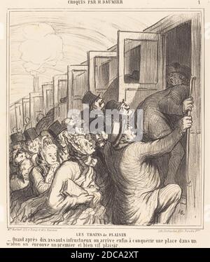 Honoré Daumier, (Künstler), französisch, 1808 - 1879, Les Trains de plaisir, 1864, Lithographie Stockfoto